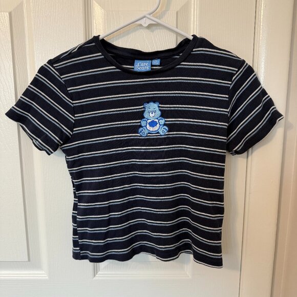 Care Bears‎ Y2K Junior's Cropped Grumpy Bear Striped Shirt Size XL - Picture 1 of 10